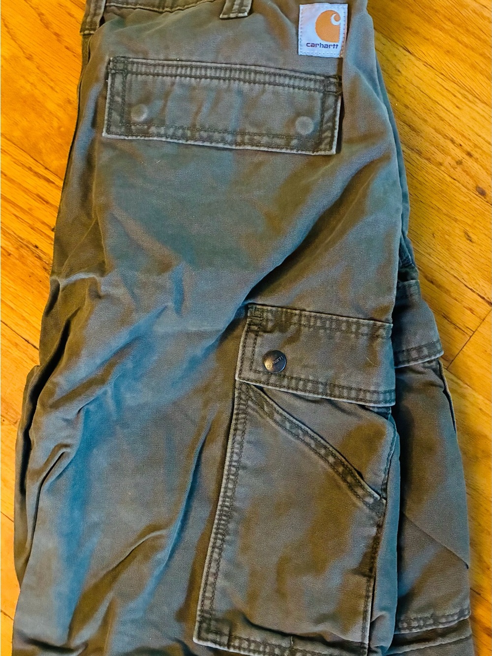 Carhartt Men's Olive Cargo Work Pants - Utility Pocket Design